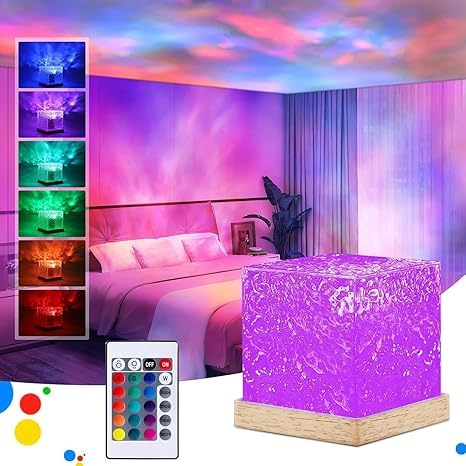 Ocean Night Lamp with Remote | Northern Lights for Room, Lobby, Bathroom - HomeFlair