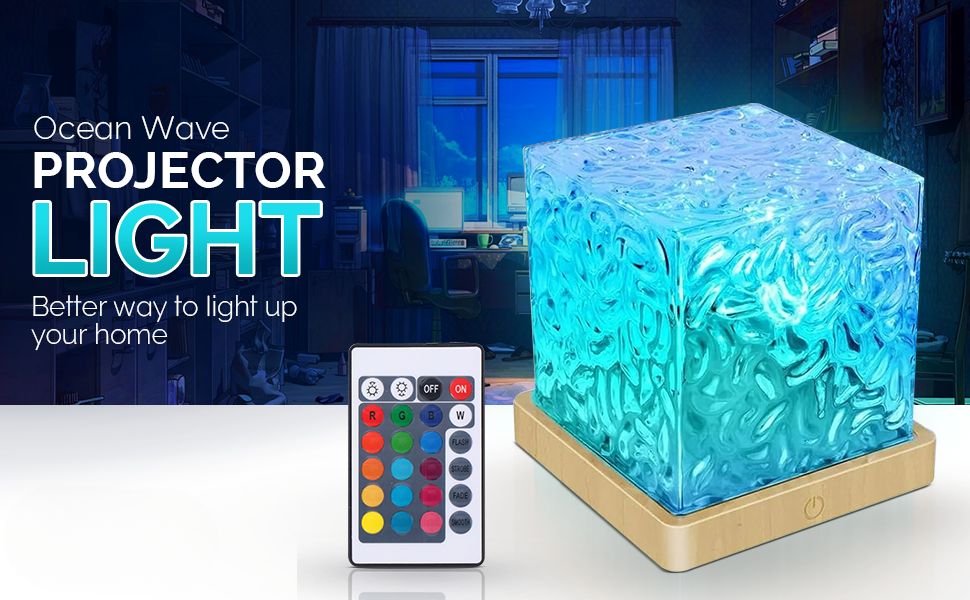 Ocean Night Lamp with Remote | Northern Lights for Room, Lobby, Bathroom - HomeFlair