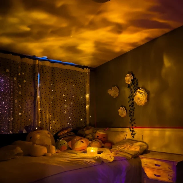 Ocean Night Lamp with Remote | Northern Lights for Room, Lobby, Bathroom - HomeFlair