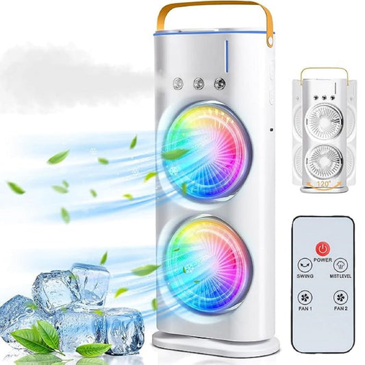 Double End Air Cooler Mist Fan with LED Light | Portable Air Conditioner Fan